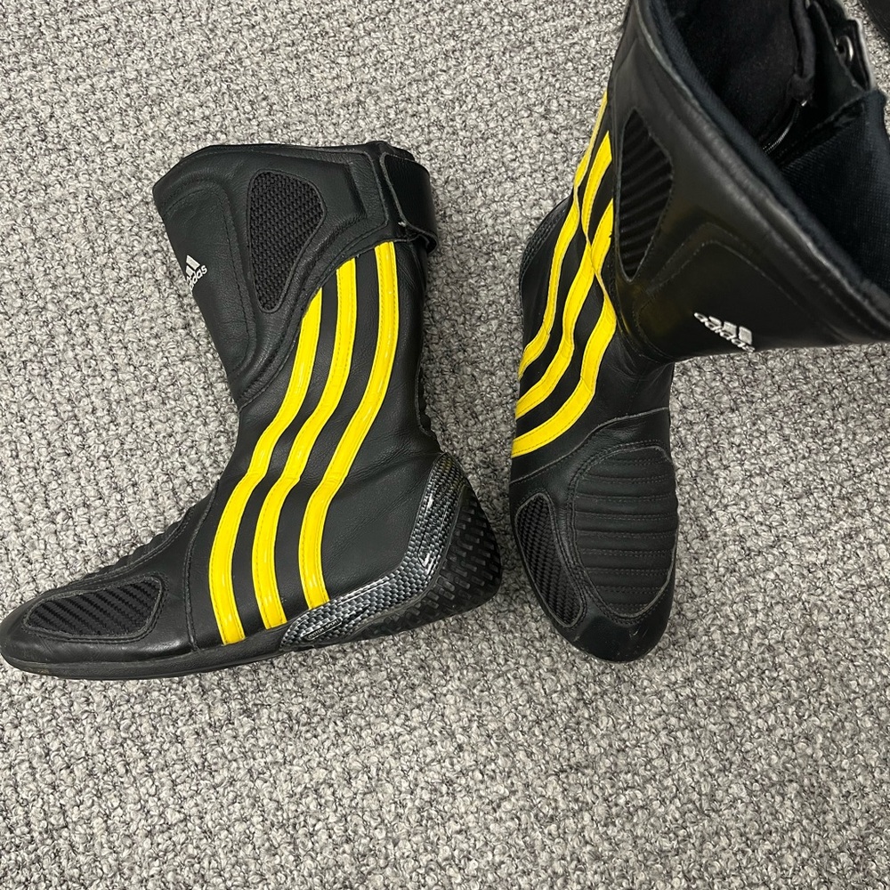 Adidas Black and Yellow Racing Boots